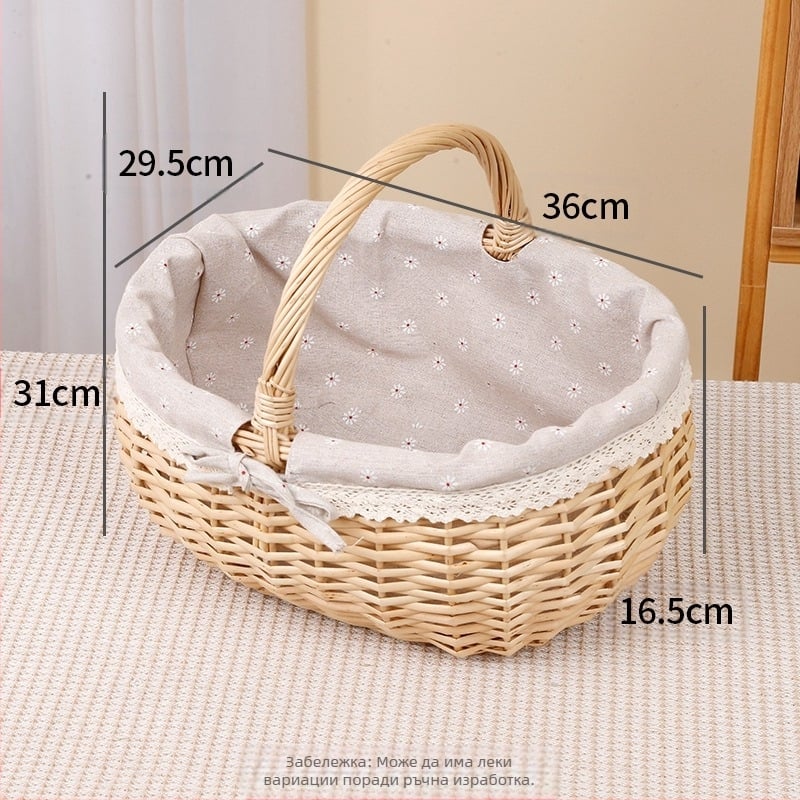 Кошница от върба за яйца и плодове, ръчно плетена, персонализируема, картонена опаковка