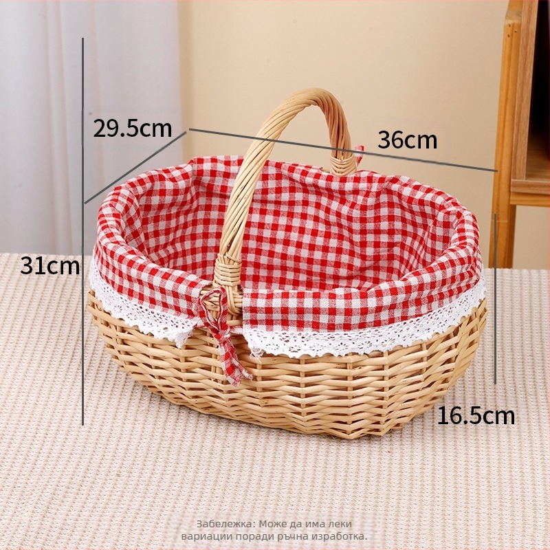 Кошница от върба за яйца и плодове, ръчно плетена, персонализируема, картонена опаковка