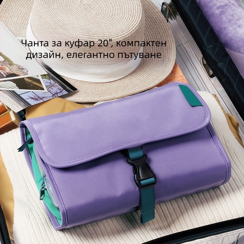 Портативна чанта за козметика и тоалетни с мокро/сухо разделение и закачалка за пътуване, голям капацитет – Полиестер, Многофункционална, За пътувания