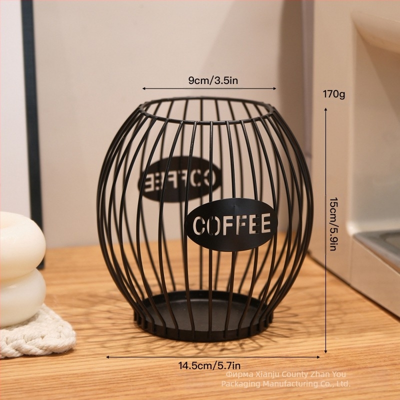 Стелаж за капсули за кафе, Nordic стил, ковано желязо, открит дисплей на кафен щанд