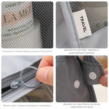 Козметична чанта за пътуване — нейлон, семпъл модерен стил, съхранение на козметика, чанта за тоалетни принадлежности