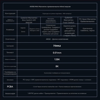 AK980MAX гейминг клавиатура с RGB подсветка, проводна връзка, Ajazz/Heijue, издание 2025
