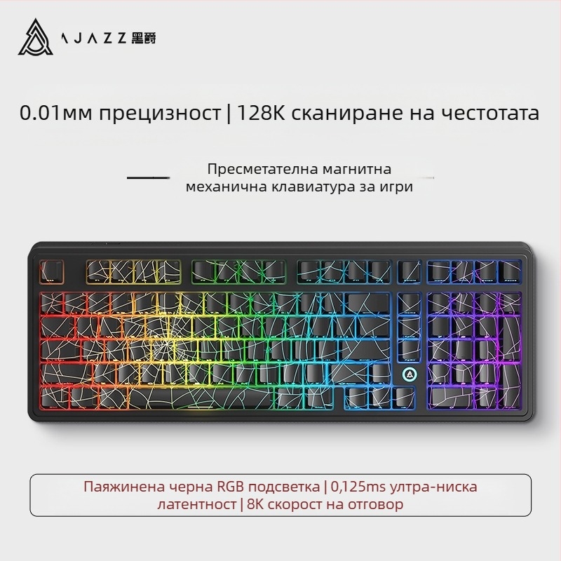 AK980MAX гейминг клавиатура с RGB подсветка, проводна връзка, Ajazz/Heijue, издание 2025