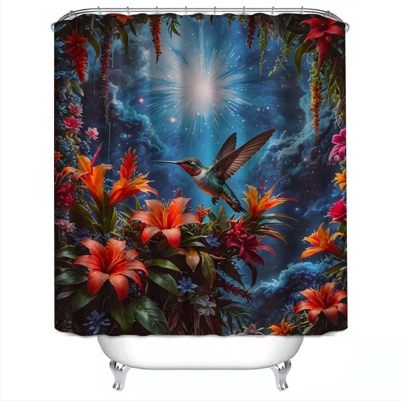 Душ завеса от полиестер, модерен минималистичен стил, шарка колибри, възможност за печат на лого, код на продукта Yl-bt-011-020