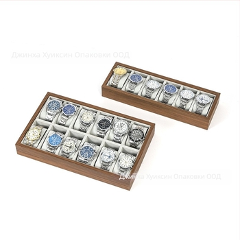 Дървена подложка за часовници, ръчна изработка, 6–30 позиции, кутия за подаръци и бижута