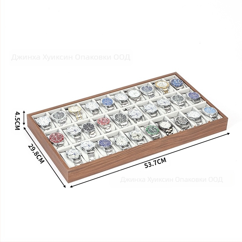 Дървена подложка за часовници, ръчна изработка, 6–30 позиции, кутия за подаръци и бижута