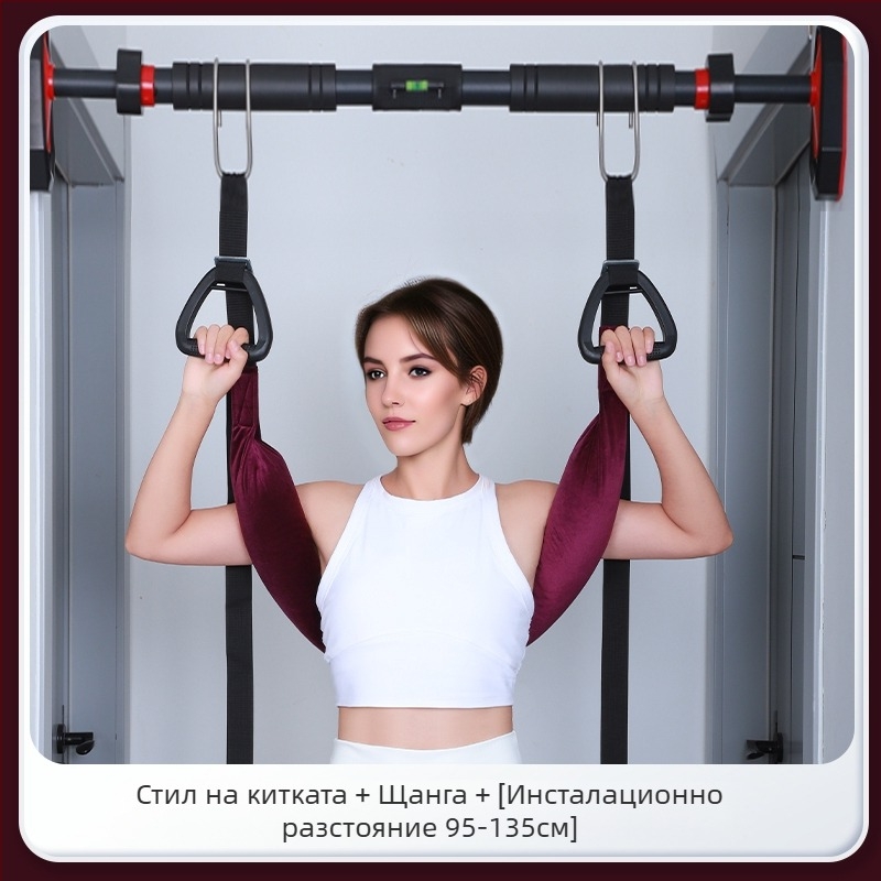 Лумбален тракционен колан с шийна лента за домашно разтягане на гръбнака – единичен прът, изпъкнал диск