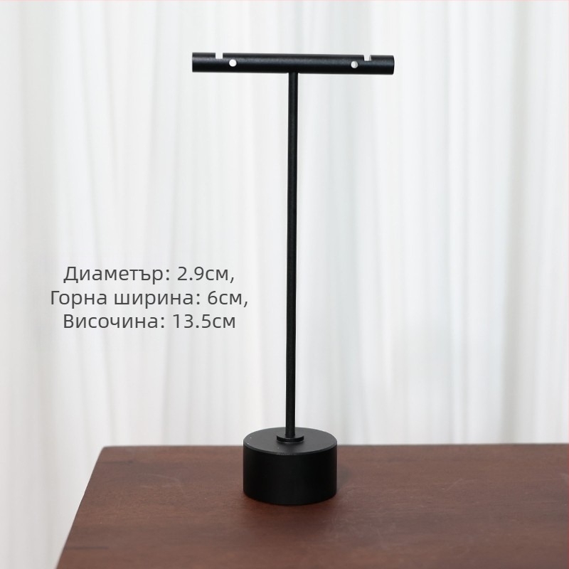 Стелаж за обици за дисплей, метален, едноетажен модел, стил с плочки, покритие със спрей-пластика