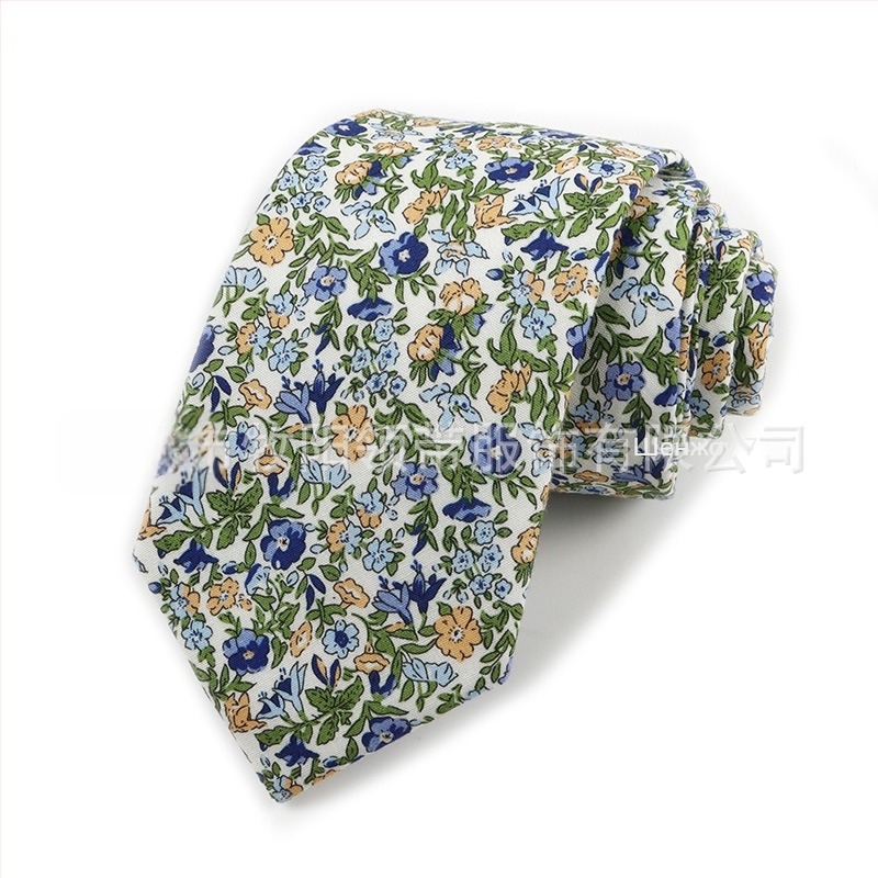 Памучна флорална вратовръзка, форма на стрела, за мъже, флорална шарка, печат