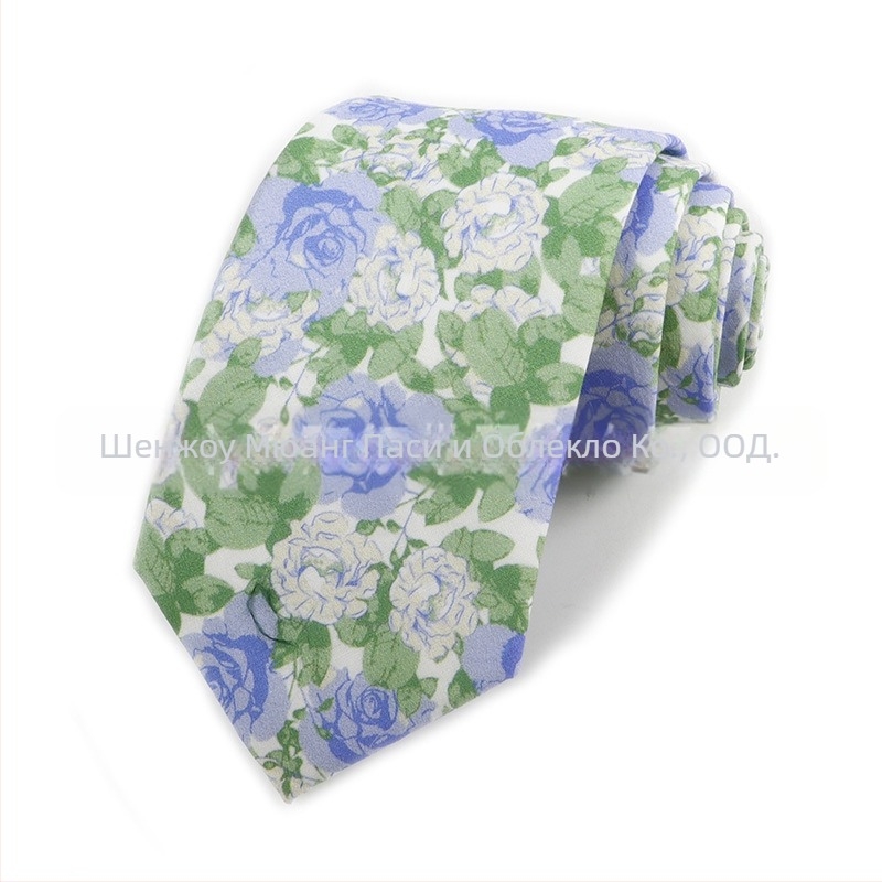 Памучна флорална вратовръзка, форма на стрела, за мъже, флорална шарка, печат