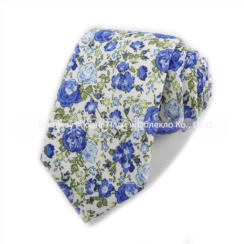 Памучна флорална вратовръзка, форма на стрела, за мъже, флорална шарка, печат