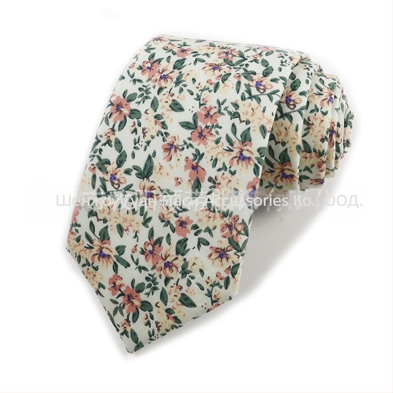 Памучна флорална вратовръзка, форма на стрела, за мъже, флорална шарка, печат