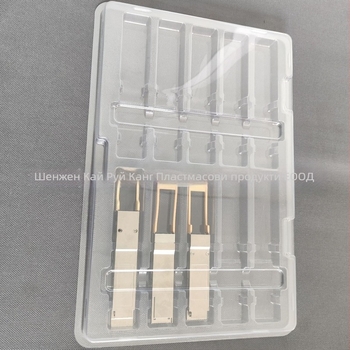 QSFP оптичен модул — блистер кутия за 10 броя (код: Qsfp10; материал: PET; дебелина на стената: 0.7; вътрешен Ø: 19; външен Ø: 128)