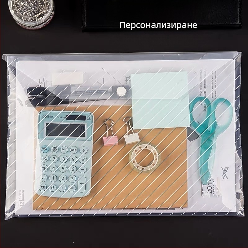 PP папка за документи със щракване, прозрачно водоустойчива, наклонен дизайн, голям капацитет за документи