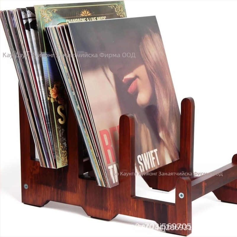 Дървен дисплей рафт – Марка Hc, модел 25-6211, код F-6211, Прост модерен стил, Съхранение за записи, CD и фотоалбуми