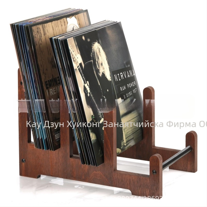 Дървен дисплей рафт – Марка Hc, модел 25-6211, код F-6211, Прост модерен стил, Съхранение за записи, CD и фотоалбуми