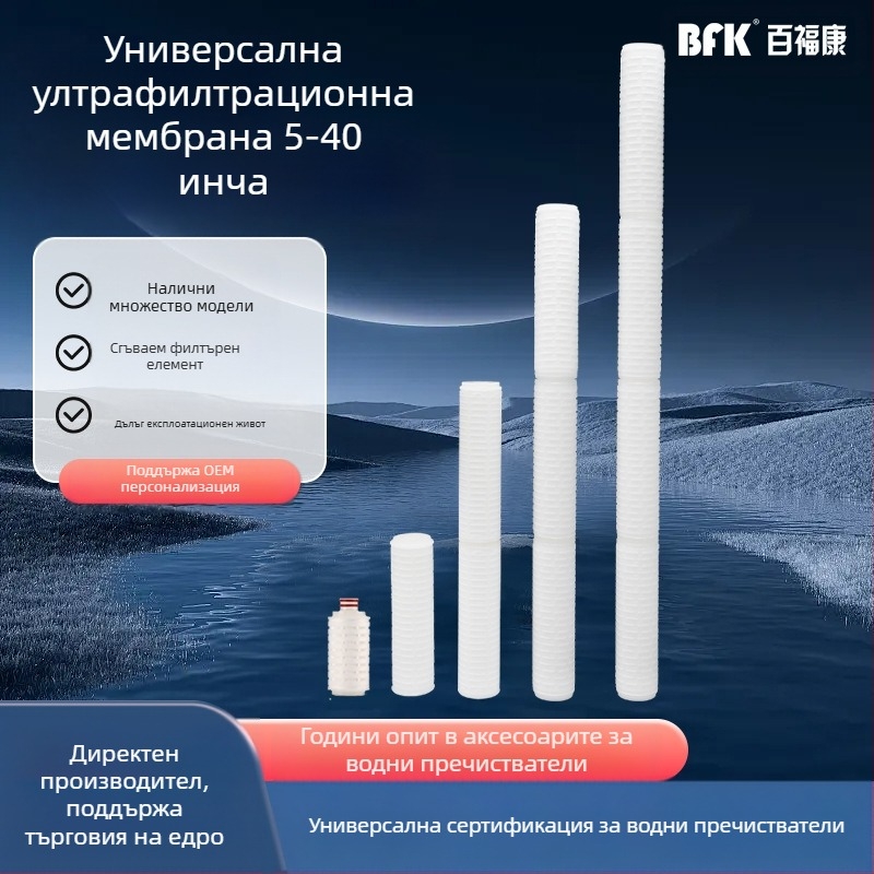 5/10/20/30/40 инча филтър елемент с голям поток, микропорест сгънат филтър PP памук