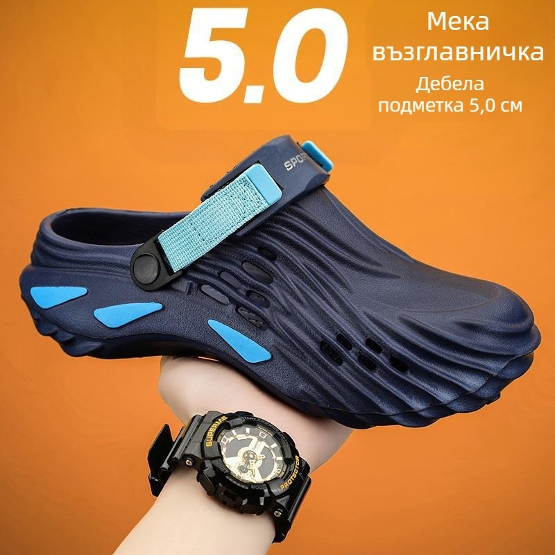 Унисекс чехли, синтетична кожа, неплъзгаща се композитна подметка (инжекционно формована), ежедневен стил