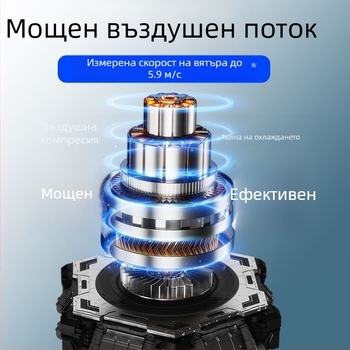 Портативен вентилатор за шията, сгъваем, USB презареждаем, сменяема батерия 300–500 mAh, 3 скорости, безжично зареждане
