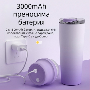 Чаша за изцеждане на сок с изолация и вградена батерия, 60W, капацитет 601–800 мл, 22 001 RPM и повече