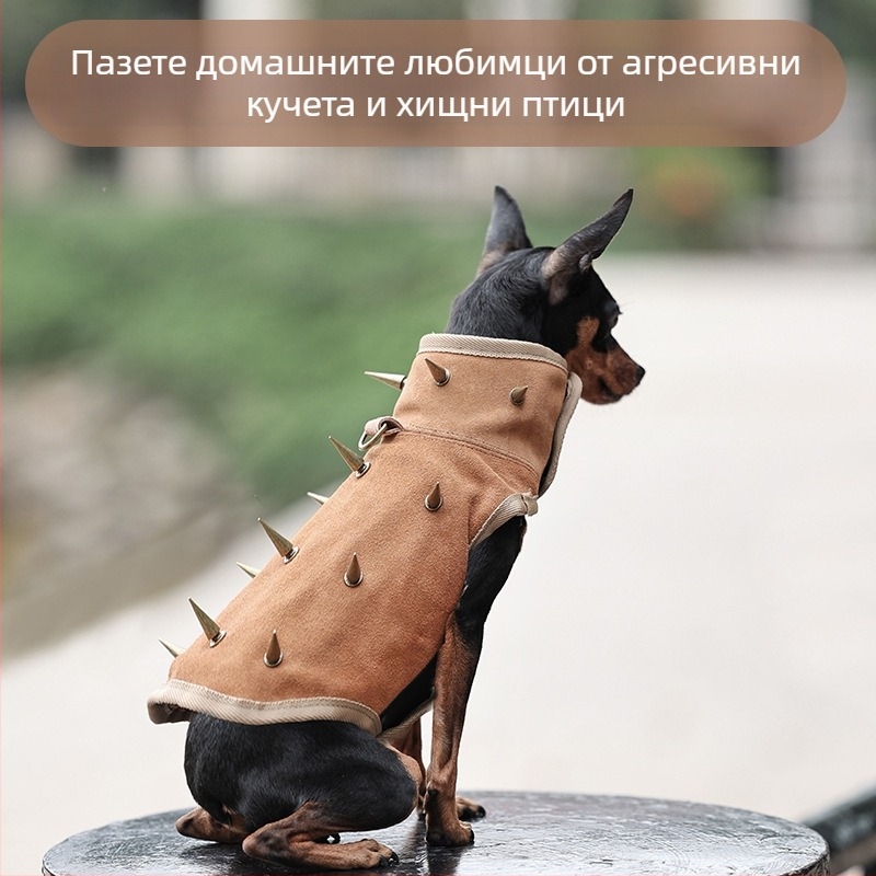 Външна жилетка за кучета – дишаща, защита срещу ухапвания, антиразкъсваща, регулируема катарама, полиестер + естествена кожа + сплав, PD10077, DogLemi