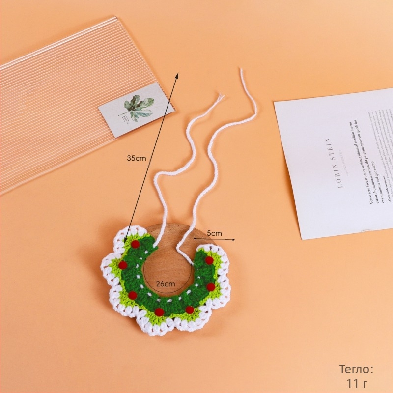 Ръчно плетено биб-колие за домашни любимци, карикатурен дизайн, вълна, за котки и малки кучета, зима, стил принцеса