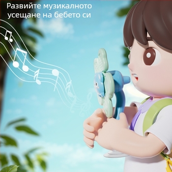 Бебешка въртяща се играчка с вакуумна чашка за закрепване – въртящо се цвете, пластмасова, за деца 0–3 г., помага за силата на пръстите чрез захват и развива координацията ръка-око, сетивността и фината моторика