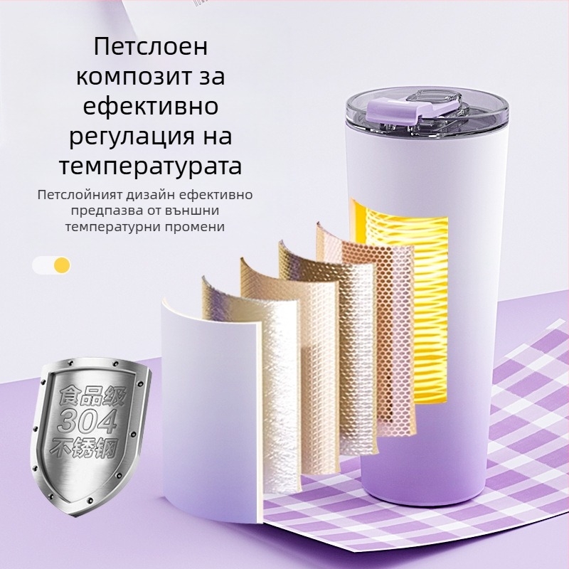 Преносима неръждаема стомана сокоизстисквачка-чаша с вградена батерия, 60W, 22001 RPM+, 5+ остриета, вътрешен съд 304 неръждаема стомана, изолирана