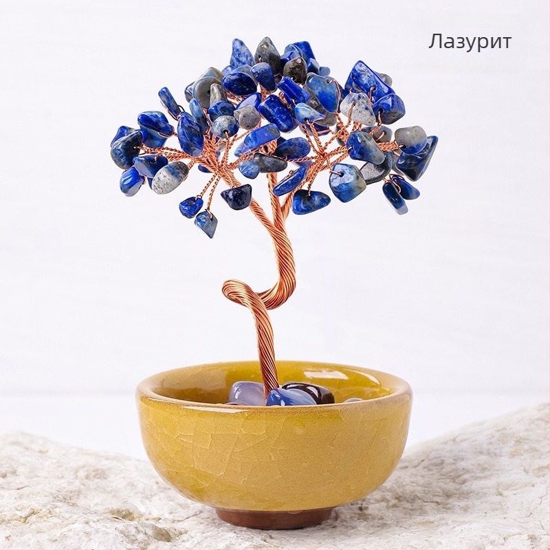 Кристално дърво за късмет с основа – стъклена купа за съкровища, модерен минималистичен стил