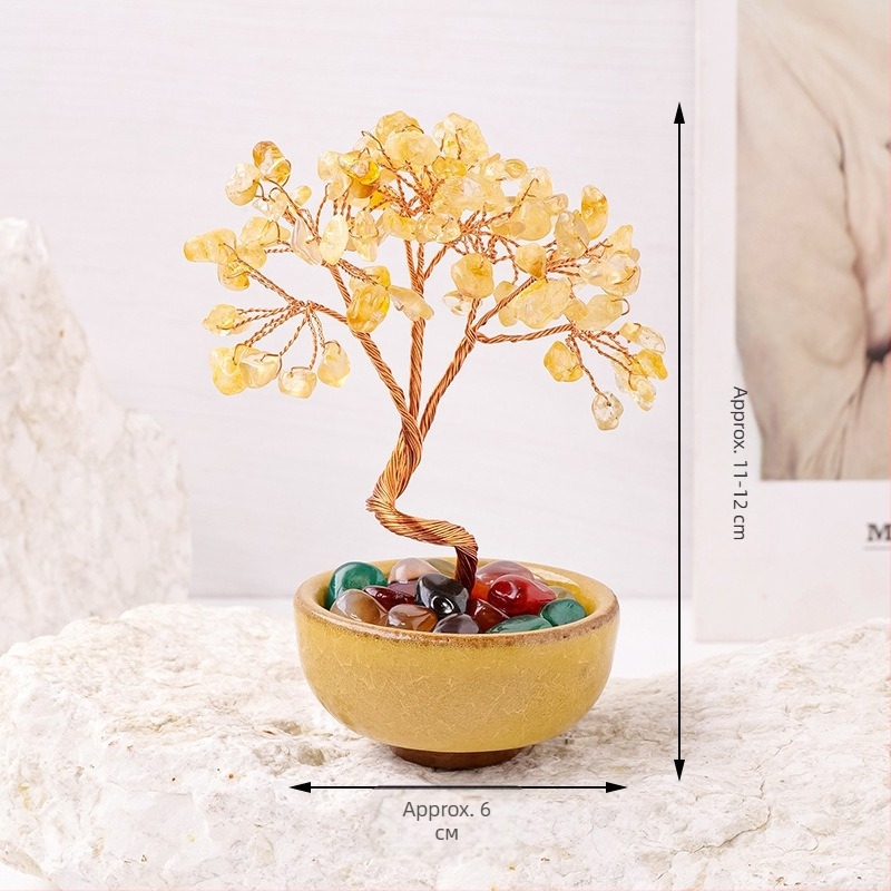 Кристално дърво за късмет с основа – стъклена купа за съкровища, модерен минималистичен стил