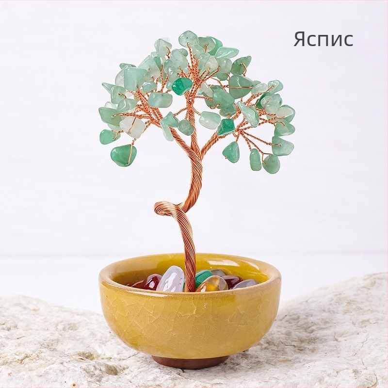 Кристално дърво за късмет с основа – стъклена купа за съкровища, модерен минималистичен стил