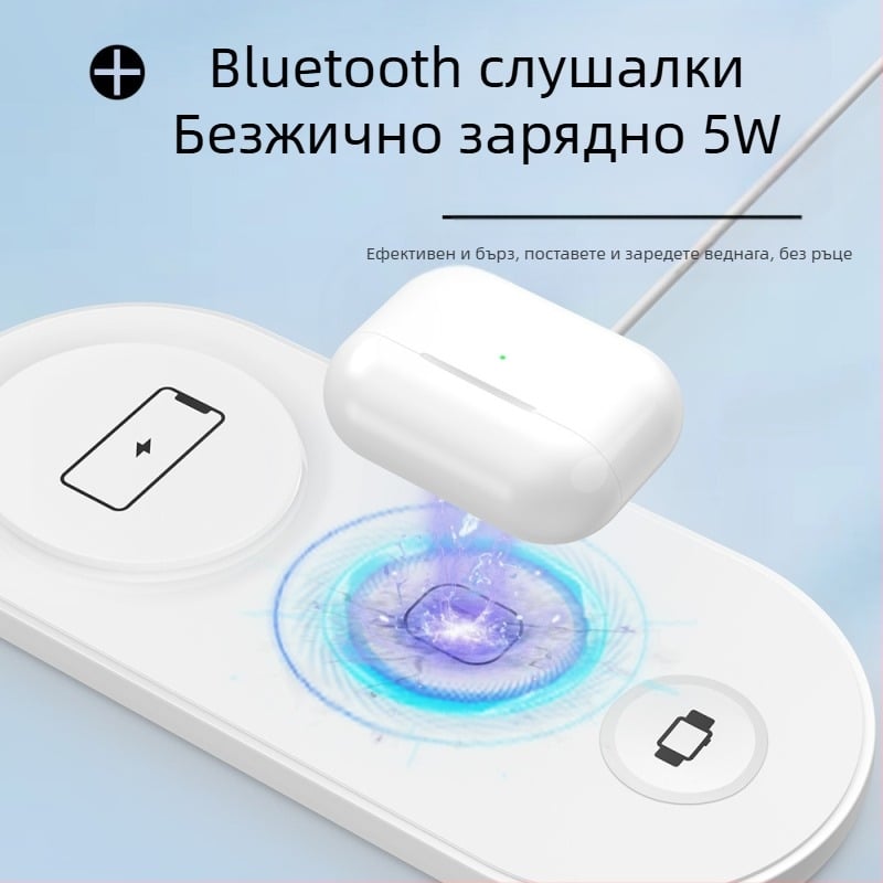 F184 Магнитно безжично зарядно 3-в-1, USB-C, CE/FCC/ROHS сертифицирано