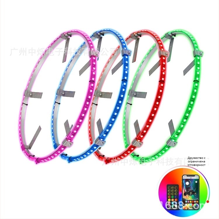 RGB джантова светлина за колело ZS-WR1, алуминиева, 12V DC, 36W, дистанционно и управление чрез приложение, съвместимо с малки автомобили, мини автомобили, CDV, MPV, SUV