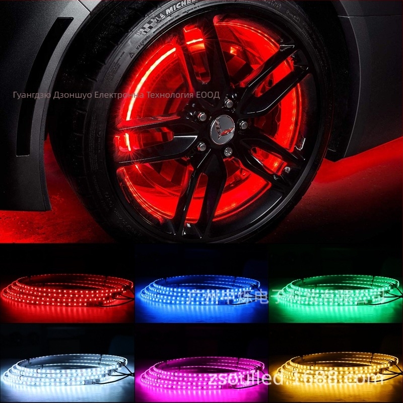 RGB джантова светлина за колело ZS-WR1, алуминиева, 12V DC, 36W, дистанционно и управление чрез приложение, съвместимо с малки автомобили, мини автомобили, CDV, MPV, SUV