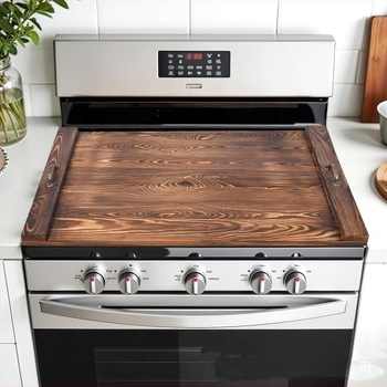 Дървена покривка за газов котлон за кухня – многофункционална дъска за рязане и преносим поднос