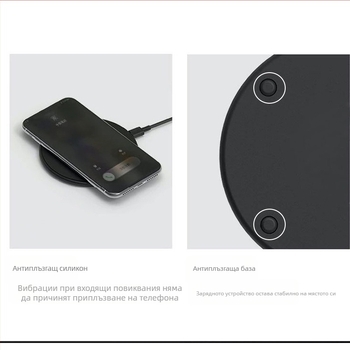 Десктоп безжично зарядно 10W, кръгло, QC3.0, изход 1.2A, съвместимо с Apple, Huawei и Xiaomi