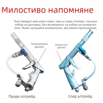 Wangchi двуфункционален въздух‑вода високонапорен почистващ пистолет за миене на автомобили, ABS глава на пистолета, двойна тръба