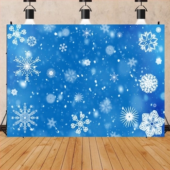 Коледно фоново платно за фотография със снежинки | винилов фон, сценична фотография, тегло 0.16–0.33 кг
