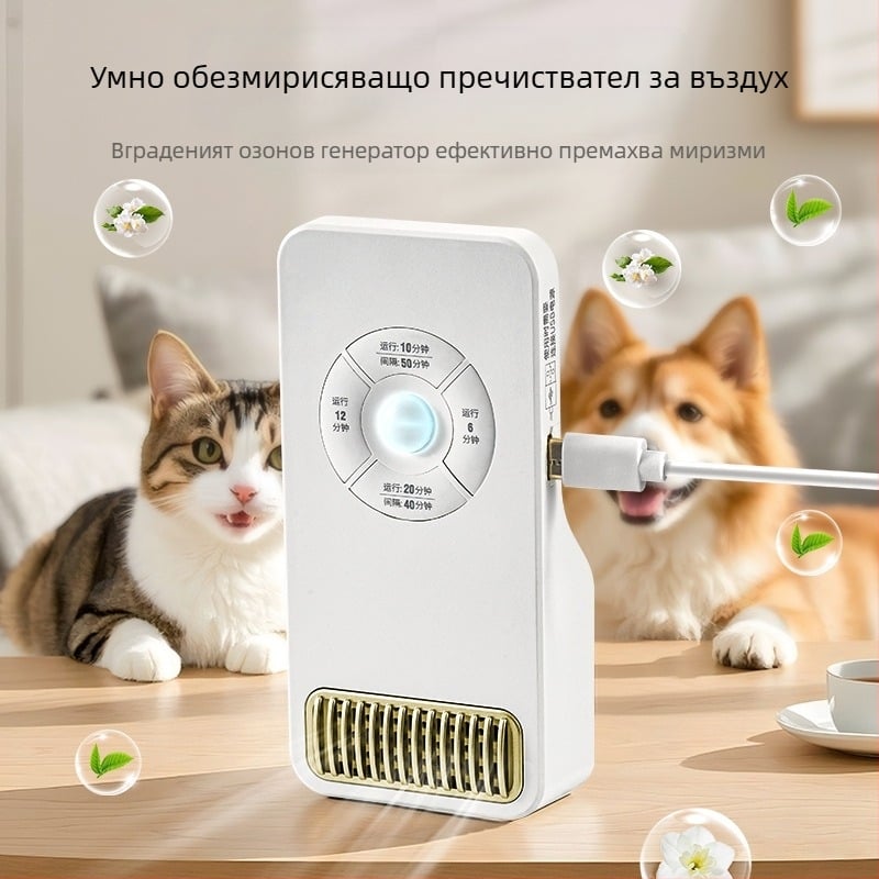 Озонов въздушен филтър за домакинство – дезодориране и дезинфекция, USB захранване, стенен монтаж, подходящ за 21–30 m², шум под 36 dB