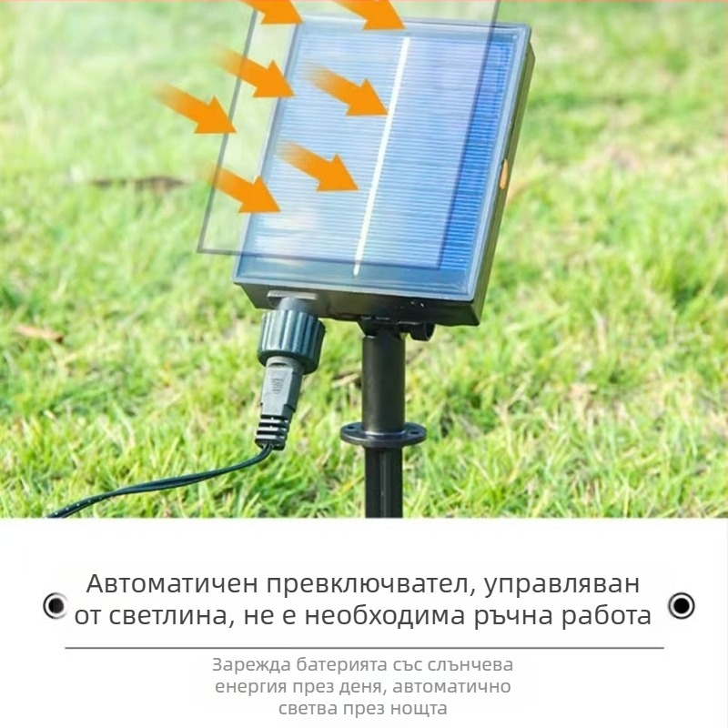 Соларни LED низове светлини с мигащ ефект „звездно небе“, за външни площи, водоустойчиви, разноцветни, декоративно осветление за атмосфера