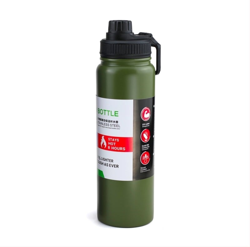 Термо чаша с изолация от 304 неръждаема стомана – двуслойна, поддържа топло 12–24 ч, преносима за автомобил, колоездене и походи, лазерно гравиране по поръчка