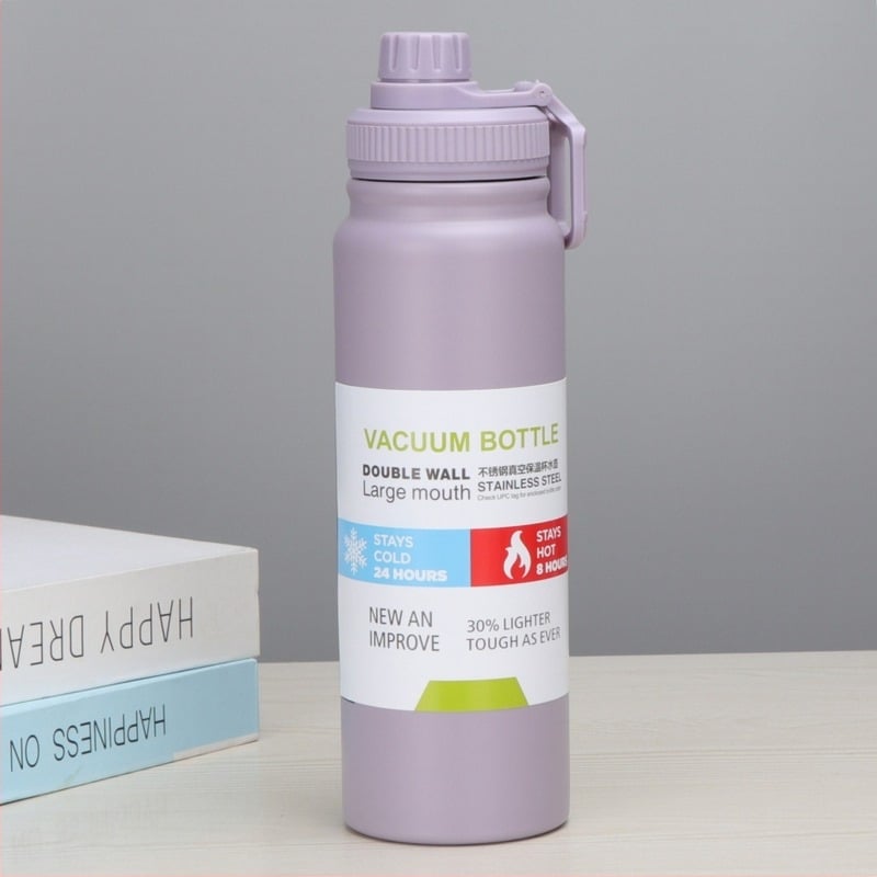 Термо чаша с изолация от 304 неръждаема стомана – двуслойна, поддържа топло 12–24 ч, преносима за автомобил, колоездене и походи, лазерно гравиране по поръчка