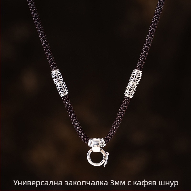 Унисекс огърлица-подвес с катарама и стил Passepartout, въжен ланец (Материал: Сребърни украси; Произход: Общопотребителски; Марка: Други; Качество на благородния метал: Други; Година: Други)