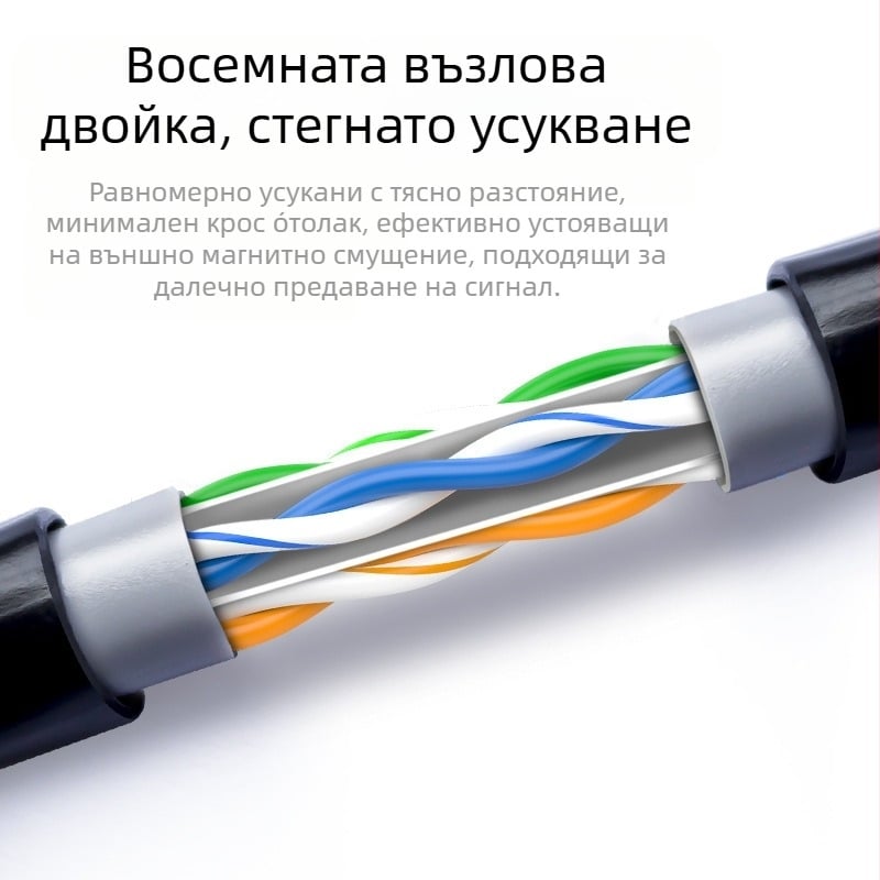 Външен Cat6e outdoor неекраниран мрежов кабел – 1000 Mbps, 1.24 Gbps, -20 до 80 °C, опън 80 N