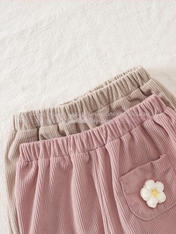 Бебешки комплект за момичета от две части: Casual стил с флорални corduroy панталони за бебета и малки деца
