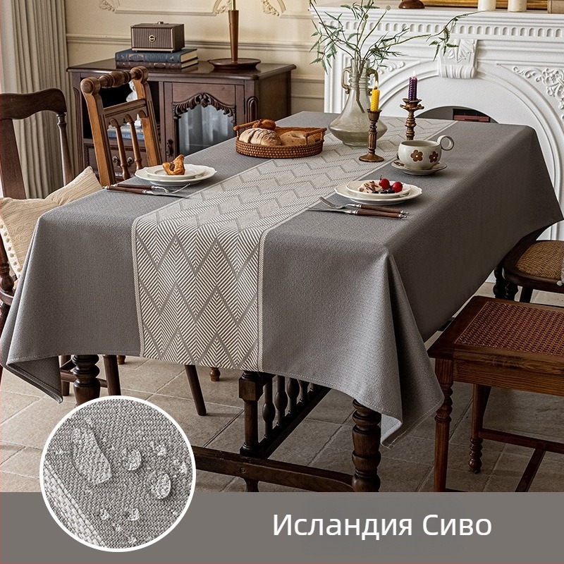 Покривка за маса в нордичен стил, водоустойчива с имитация на памук и лен, устойчива на масло и износване, правоъгълна форма, геометричен модел