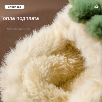 Детски зимни домашни пантофи със затворена пета, топла флис подплата и анимационен мотив