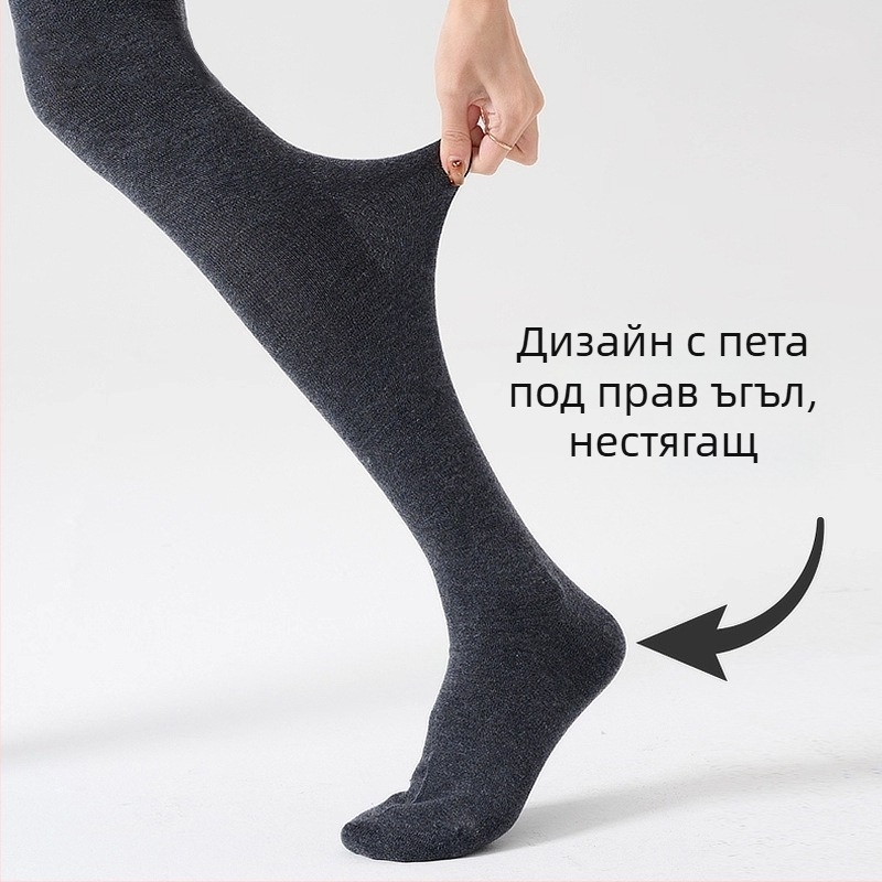 Дамски чорапогащи със квадратен ток, с краче, тънки за пролет и есен, леко прозиращи, велурено сиво или черно, лека компресия