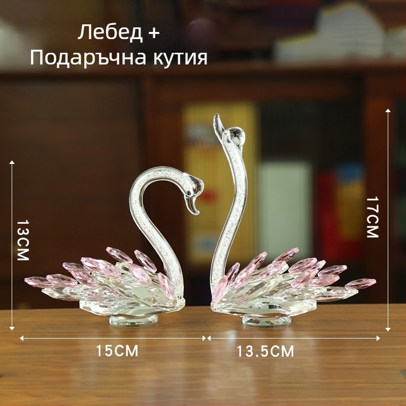 Кристално стъклено мини украшение за бюро и щанд – сватбен подарък