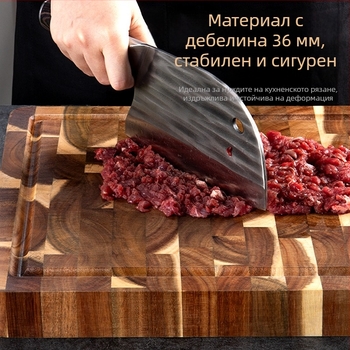 Дъска за рязане от акация, масивно дърво, антибактериална кухненска дъска